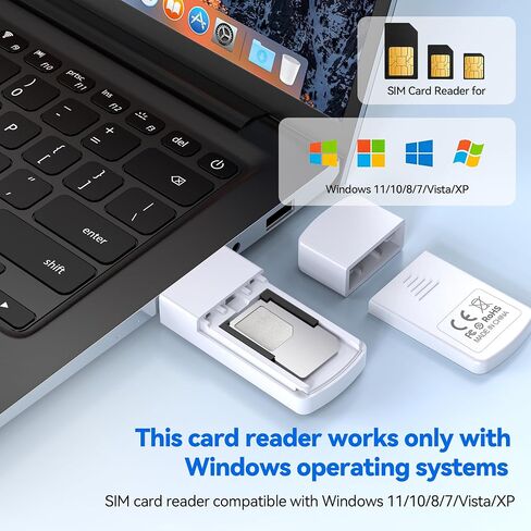 USB C SIM Card Reader – Includes SIM Card Adapter Kit & Eject Pin – Reads Nano/Micro/Standard SIM Cards – USB to SIM Adapter for Windows PC & Laptop – Edit & Backup Messages and Contacts in Kuwait