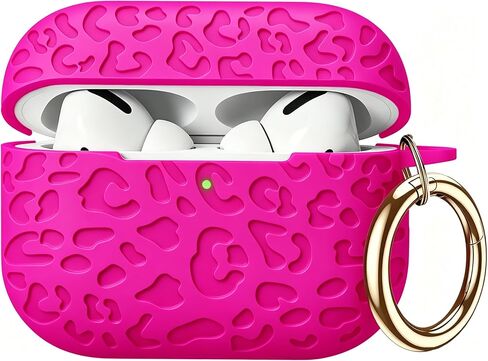 Case Compatible with AirPods Pro 3 Generation 2025 Cover with Keychain, Wonjury Engraved Leopard Skin Soft Cover for AirPods Pro 3 Case Full Protection,Front LED Visible, Black in Kuwait