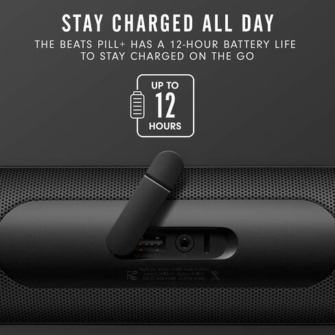 Beats Pill Plus Portable Wireless Speaker - Stereo Bluetooth, 12 Hours of Listening Time, Microphone for Phone Calls - Black in Kuwait