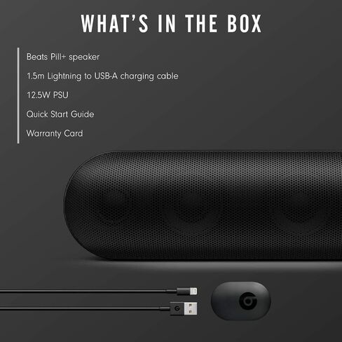 Beats Pill Plus Portable Wireless Speaker - Stereo Bluetooth, 12 Hours of Listening Time, Microphone for Phone Calls - Black in Kuwait