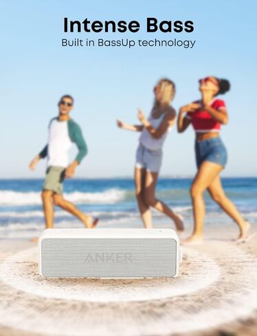 Anker Soundcore 2 Portable Bluetooth Speaker with Stereo Sound, Bluetooth 5, Bassup, IPX7 Waterproof, 24-Hour Playtime, Wireless, Speaker for Home, Outdoors, Travel- White (Renewed) in Kuwait