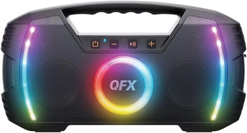 Powerful & Portable Waterproof All Terrain Bluetooth Speaker with Deep Bass, LED Party Lights, Fast USB-C Charging, FM Radio, AUX – QFX BT-ZX35 in Kuwait