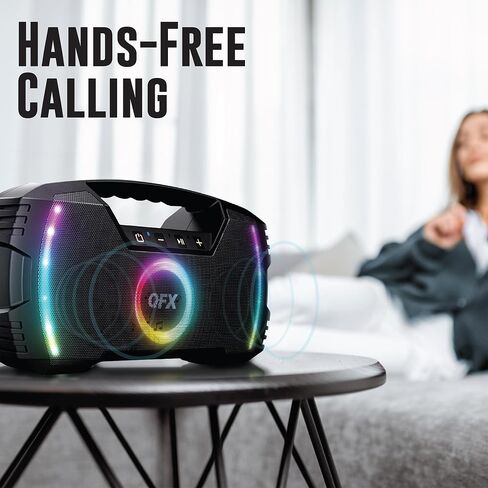 Powerful & Portable Waterproof All Terrain Bluetooth Speaker with Deep Bass, LED Party Lights, Fast USB-C Charging, FM Radio, AUX – QFX BT-ZX35 in Kuwait