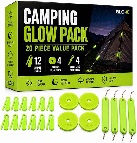 GLO-X Glow Zipper Pulls, 12 Pack, Camping Tent Accessories in Kuwait