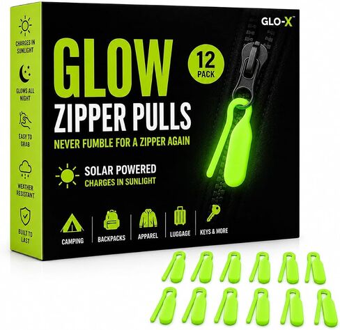 GLO-X Glow Zipper Pulls, 12 Pack, Camping Tent Accessories in Kuwait
