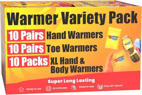 Hand, Toe, & XL Body and Hand Warmers - Variety Pack - Air Activated - Odorless Hot Hand - Sport Temp in Kuwait