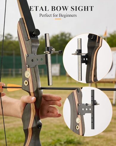 TOPARCHERY Recurve Bow Sight Metal Archery Sights Single Pin Hunting Target Black in Kuwait
