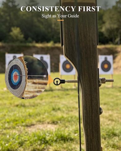 TOPARCHERY Recurve Bow Sight Metal Archery Sights Single Pin Hunting Target Black in Kuwait