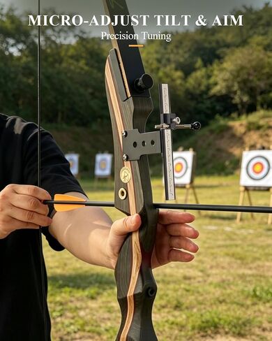 TOPARCHERY Recurve Bow Sight Metal Archery Sights Single Pin Hunting Target Black in Kuwait