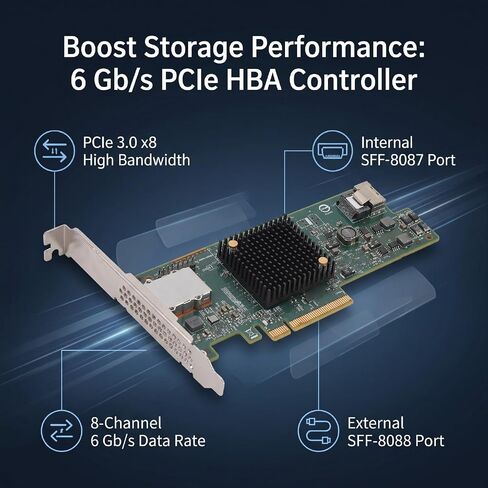Zopsc 6Gb S PCIe HBA Controller Card, 8 Port SAS SATA Expansion in Kuwait