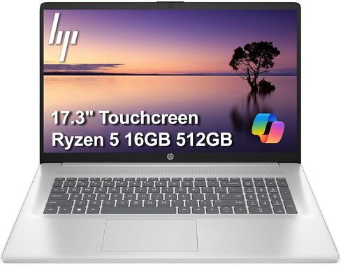 HP 17 Laptop, 17.3" HD+ Touchscreen, 16GB RAM, 512GB SSD, AMD Ryzen 5 7430U in Kuwait