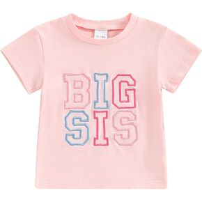 Big Brother Little Sister Matching Outfits Letter Embroidery Shirt Tops Summer Baby Boy Girl Clothes