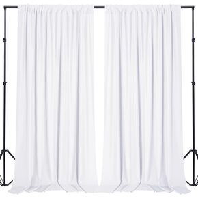 10x10FT White Backdrop Curtains Polyester Photo Backdrop Drapes Curtains 2 Panels with Rod Pockets for Party Birthday Wedding Photography Home Decoration