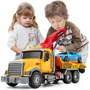 Big Garbage Truck Toys for Boys: Powered Push Car Inertial with Lights and Sounds Trash Truck Sorting Model Car, Truck Building Toy Set with 3 Garbage Cans Toys for Boys Age 4-7