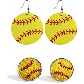 tenghong2021 2 Pairs Baseball Basketball Soccer Earrings Jewelry Baseball Stud Earring Baseball Sports Pendant Dangle Sports Earrings for Women Girls