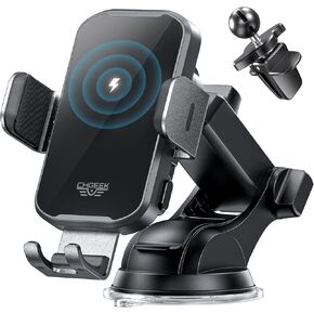 CHGeek Wireless Car Charger Phone Holder Mount 15W Fast Charging Auto Clamping Phone Holders for Your Car Windshield Dashboard Air Vent Car Accessories for iPhone,Samsung Galaxy,Google Pixel etc