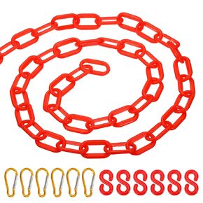 PATIKIL 13Ft Plastic Chain Barrier, Safety Link Chain Stanchion with 6 S-Hooks and 6 Clips for Crowd Control at Driveway Elevator Parking Lot, Yellow