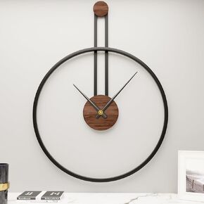 17.7x24.4 Inch Large Modern Metal Farmhouse Oversized Decorative Wall Clocks for Living Room,Big Minimalist Black Wall Clock with Elegant Walnut Dial for Office,Dinng Room