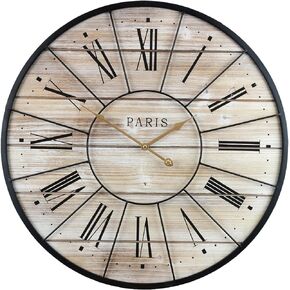 Sorbus Paris Large Wall Clock for Living Room - 24-Inch Wall Clock - Oversized Centurian Roman Numeral Style Modern Wall Clock - Large Clock Home Decor -Wood Metal Decorative Analog Metal Clock