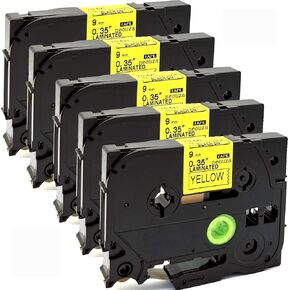 NEOUZA 5PK Compatible for Brother P-Touch Laminated TZe TZ Label Tape 9mm x 8m TZe221 TZe421 TZe521 TZe621 TZe721 (Black Print on White Red Blue Yellow Green)
