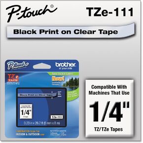 Brother 1/4 Inch Laminated Black On Clear Tape 1/Pkg 26.2 Ft For Tz P-Touch All Tz Machines in Saudi Arabia