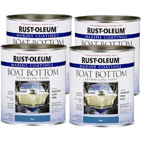 Rust-Oleum 207013-4PK Marine Boat Bottom Antifouling Paint, Quart, Blue, 4 Pack