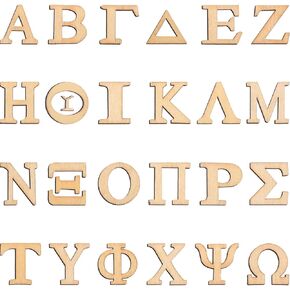 Blulu 96 Pcs Wooden Greek Letters Bulk Unfinished Wood Greek Alphabets Letters Learning Greek Alphabet Wooden Letters for Large Paddles Embellishment DIY Painting Crafts Project Wall Decor(1 Inch)