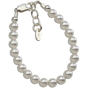Precious Pieces Children's Sterling Silver Flower Girl High-End Austrian Simulated Pearl Bracelet, Necklace or Set for Girls, Toddlers, or Kids