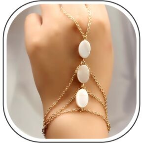 rgwtgkyh Ring Bracelet Hand Chain for Women Gold Slave Bracelets Fashion Finger Hand Chain Jewelry for Girls