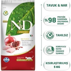 Farmina N&D GF Chicken and Pomegranate Neutured Cat - 11 LB Bag