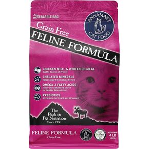 Annamaet Grain-Free Feline Formula Dry Cat Food, (Chicken & Fish), 4-lb bag