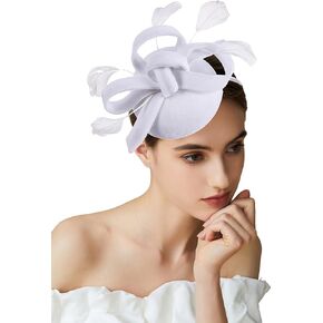 BABEYOND Derby Fascinator Hat for Women Tea Party Feather Kentucky Fascinator Hat Velvet Pillbox Hat