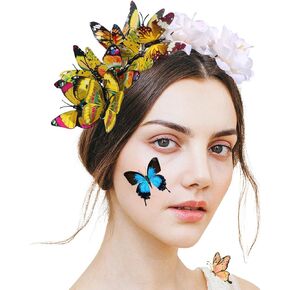 Butterfly Headband Birdcage Veil Fascinator Hat Women Monarch Tea Party Costume Crown Headpiece for Women and Girls