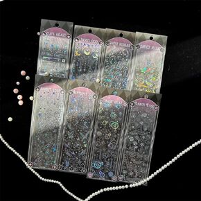 8Pack Holographic Glitter Sticker Material Set 3D Shape Frame Stickers for Scrapbooking Decorative Decals Paper Planner Bullet Junk Journal Supplies for Album Notebook DIY Art Craft