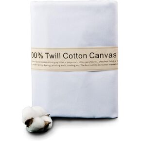 2 Yard White Twill Cotton Canvas Fabric,Natural Thick Cotton Poplin Fabric By The Yard,59 Inches Wide 100% Cotton Fabric, Embroidery Muslin Quilting Fabric Material for Sewing Material Apparel Cloth