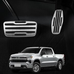 for Chevy Silverado Suburban Tahoe for GMC Sierra Yukon Accessories Auto Anti-Slip Pedals Foot Pedal Cover Pads -Stainless Silver