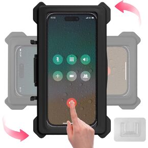 Large Shower Phone Holder Waterproof,Universal 360° Rotation Waterproof Shower Phone Holder with Touch Screen, Phone Shower Holder Waterproof, Bathtub Phone Holder for Up to7 Phones