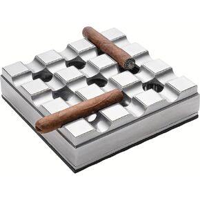 Cigar Oasis Cigar Ashtray Aluminum Alloy Grid with Strong Rubber Base – Ideal Outdoor Ashtray for Patio & Home - Essential Cigar Accessories for Men, Home Ashtrays for Cigar (Silver) in Saudi Arabia