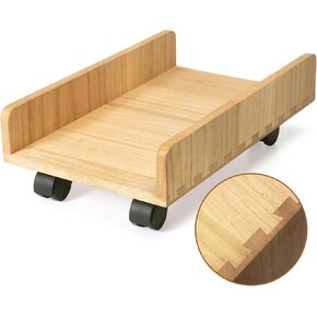 KIRIGEN Wood Computer Tower Stand with Wheels, Rolling PC Cart, Natural in Kuwait