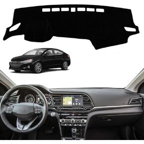 INUBOXES Dashboard Dash Board Cover Mat Pad Carpet Non-Slip Custom Compatible with Hyundai Elantra 2017 2018 2019 2020 Protector Sunshield (Black Trim)