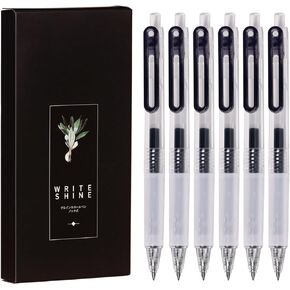 XIZE SH 0.38 Ultra Fine Gel Ink Pens Fine Point Smooth Writing Quick Dry Pens for Note Taking,Black Ink, Retractable,6 Count,(235D-0.38)