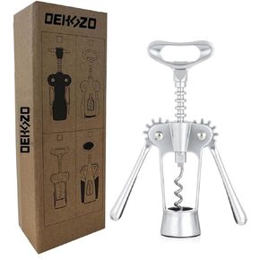 فتاحة زجاجات النبيذ شديدة التحمل - 2 في 1 أذرع جسم من سبائك الزنك من الفولاذ المقاوم للصدأ فتاحة نبيذ حلزونية، مفتاح يدوي متعدد الوظائف للنبيذ والبيرة لحانات المطاعم والمطبخ المنزلي لاستخدام DEHOZO in Kuwait