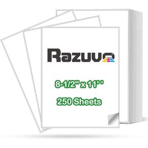 250 قطعة من ملصقات عنوان الإرجاع، Razuvo 8-1/2 بوصة × 11 بوصة ملصقات شحن قابلة للطباعة، ملصقات بريدية قياسية لطابعات الليزر وطابعات الحبر، ملصقات لاصقة قوية (250 ورقة - سهلة التقشير)