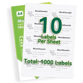 MarkDomain Shipping Address Labels for Laser & Inkjet Printers, White, 1/2" x 1-3/4", Easy to Peel (80 Sheets, 8000 Labels), Compatible with Avery 8167