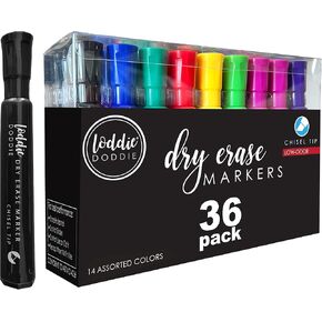 36 قلم تلوين جاف للمسح الجاف من Loddie Doddie، 14 لونًا ساطعًا وجريءًا فريدًا، طرف إزميل، رائحة منخفضة، غير سامة in Kuwait