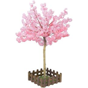 Qriocioa Artificial Cherry Blossom Trees Handmade Light Pink Cherry Tree Fake Sakura Flower Tree for Indoor Outdoor Home Office or Party Wedding (5FT Tall/1.5M)