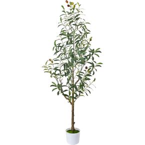 4FT Artificial Olive Tree,Tall Faux Olive Tree for Indoor,Fake Potted Olive Plants with Silk Leaves and Lifelike Fruits for Home Office Living Room Decor（1 Pack）