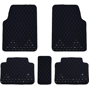 eing All Weather Pu Leather Floor Mats for Car SUV & Truck - 5 Pack/Set (Front & Rear), Heavy Duty Protection,Car Floor Cushion,Black
