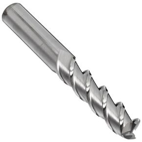 YG-1 E5982 Carbide Square Nose End Mill, Extra Long Reach, Uncoated (Bright) Finish, Finishing Cut, Non-Center Cutting, 45 Deg Helix, 3 Flutes, 4" Overall Length, 0.4375" Cutting Diameter, 0.4375" Shank Diameter