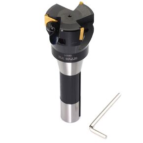 OSCARBIDE 2"x6"Indexable End Mill,R8 Shank,2"Cutting Diameter,6"Overall Length,90 Degree,TP32,3 Flutes with 3 Pieces TPCN32PDTR Tpg32 Carbide Inserts